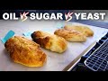 What oil, sugar and yeast do in pizza dough (in varying amounts)