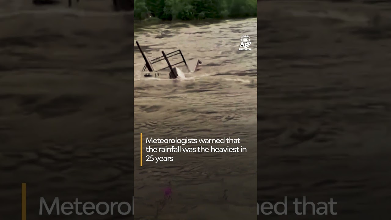 Mobile Home Carried Away by Floodwaters in Norway as Storm Hans Rages