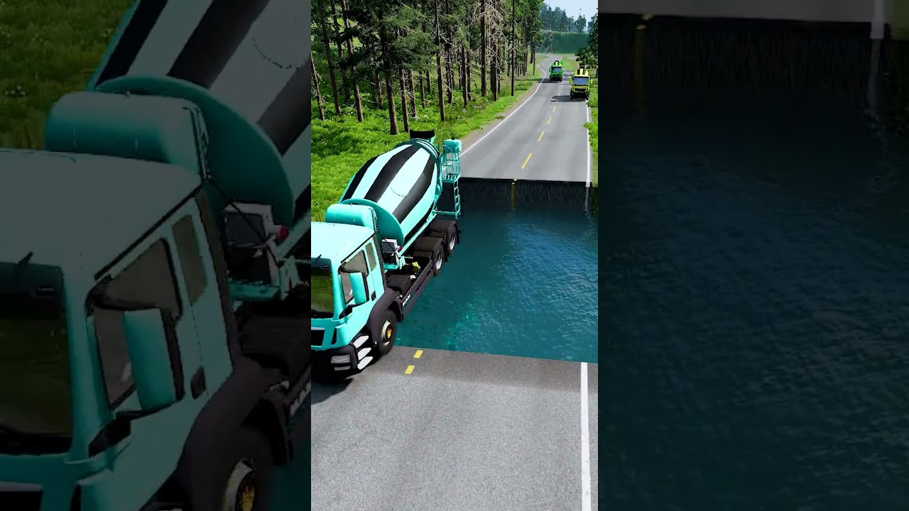 Mixer trucks vs water pit #81 