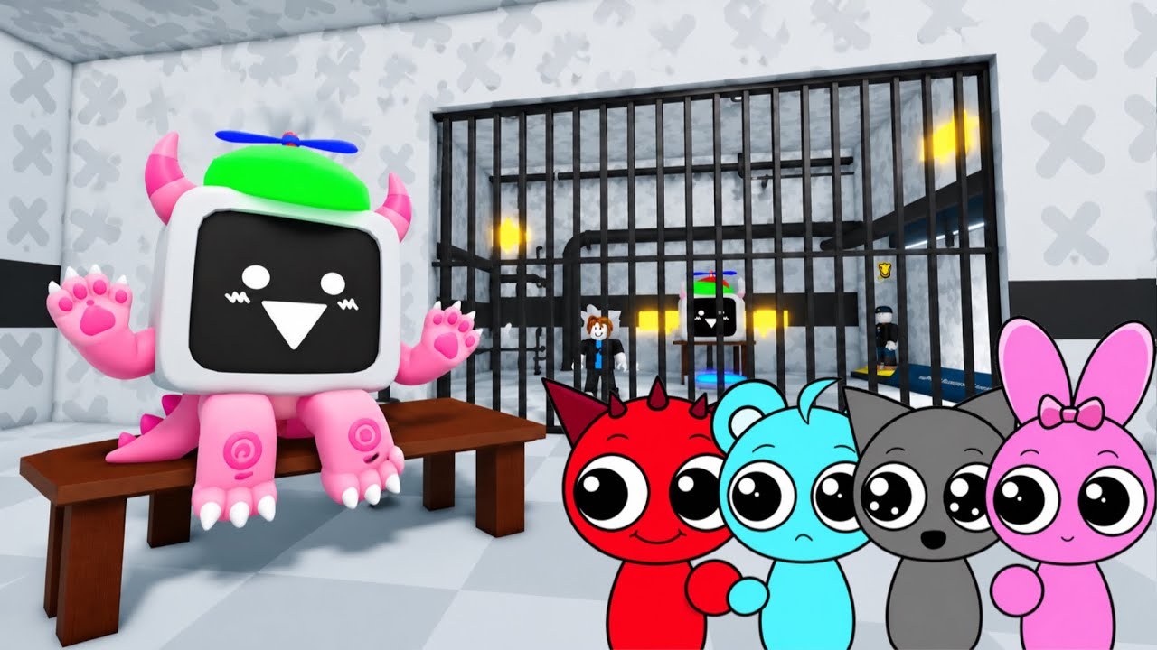 Sprunki Baby Raddy, Sky, Gray, Wenda & Pinki Played Mr. Fun Computer ...