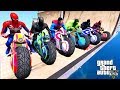 Spiderman Superhero Bikes Challenge on Rampa Batman Ironman Hulk