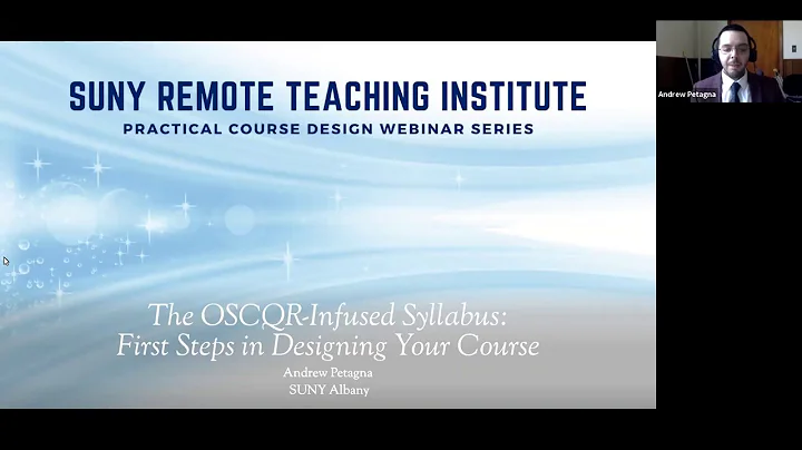 SUNY RTI PCD: The OSCQR-Infused Syllabus: First Steps in Designing Your Course