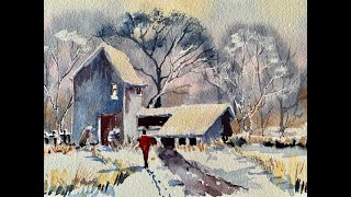 Watercolour video of the Barn painted in Summer (201) now painted in snow.Step by step lesson. Enjoy by   Watercolour Painting Lessons. 221 views 1 year ago 33 minutes