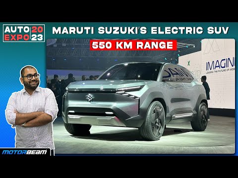 Maruti Suzuki EVX Electric SUV With 550 KMs Range | 2023 Auto Expo | MotorBeam