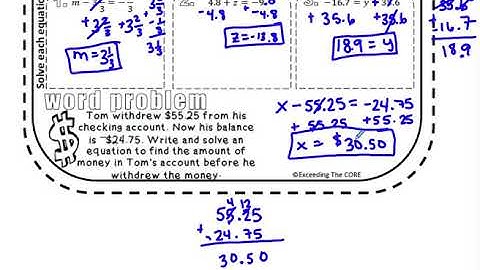 4.1 Solving Equations Using Addition and Subtraction