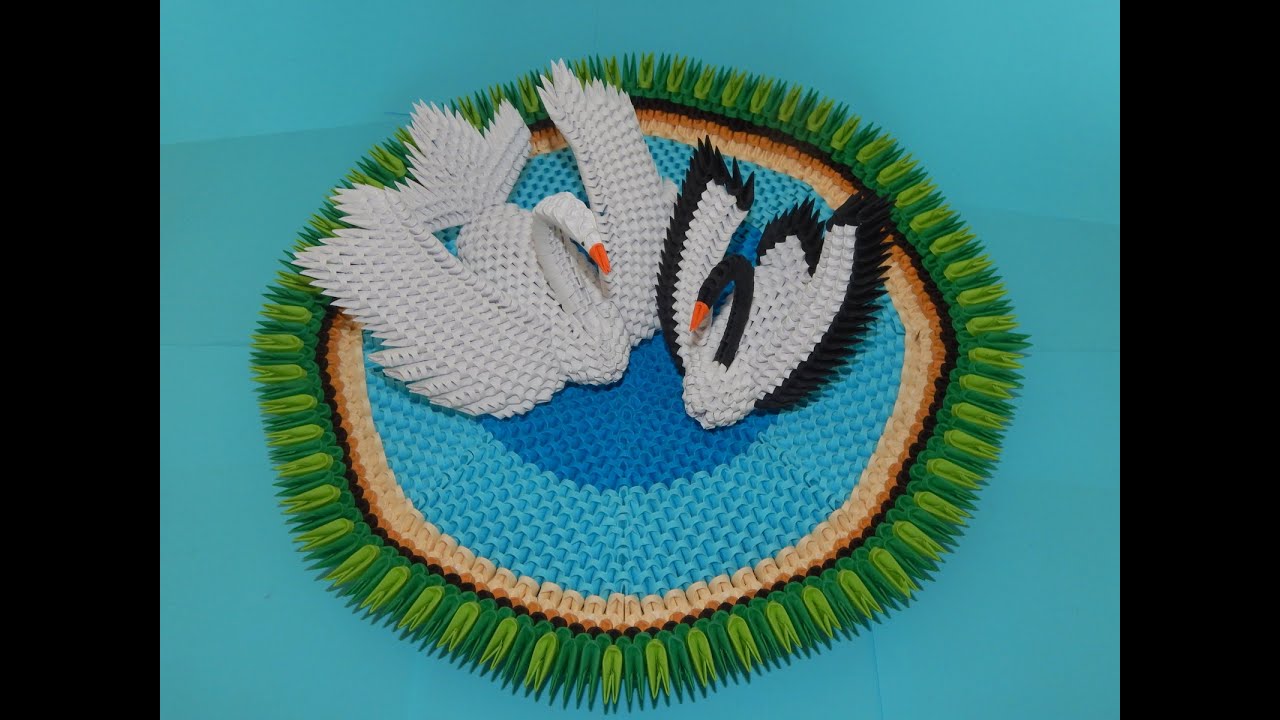 How to make 3d origami small swan model 3 - YouTube