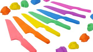 Swipe~ Swipe~ DIY How to Make a Rainbow Knife with Kinetic Sand / Kinetic Sand  ASMR