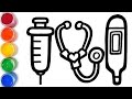 Рисуем медицинский набор для детей / Lets learn How to draw Medical Device and coloring