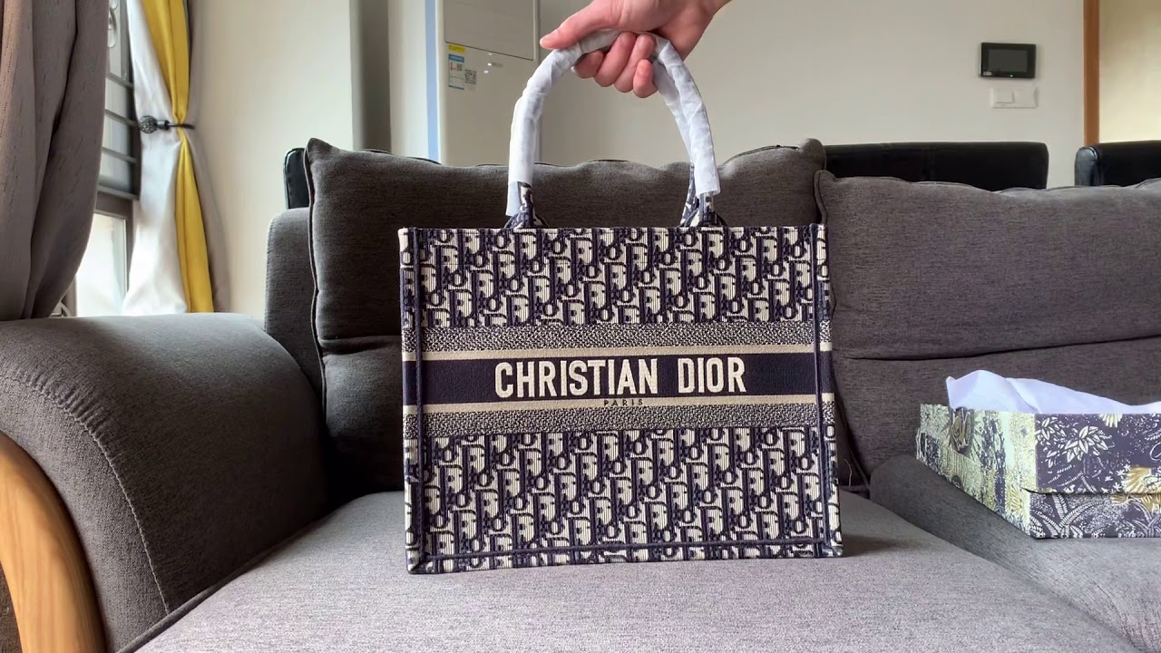 Christian Dior Oblique Embroidery Medium Dior Book Tote