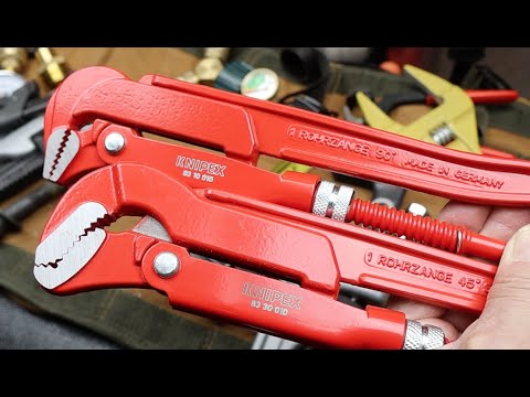 Knipex German Swedish Pipe Wrenches: High leverage, small jaws, nice operation. Pretty red color