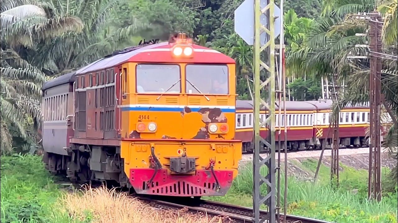 SRT. รถไฟไทยสายใต้หลายขบวนกับมุมสวย ๆ ละแวกสะพานจุลจอมเกล้าและสถานีรถไฟสุราษฎร์ธานี ตั้งแต่เช้า-เย็น