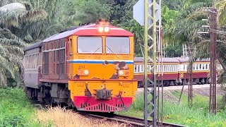 SRT. รถไฟไทยสายใต้หลายขบวนกับมุมสวย ๆ ละแวกสะพานจุลจอมเกล้าและสถานีรถไฟสุราษฎร์ธานี ตั้งแต่เช้า-เย็น