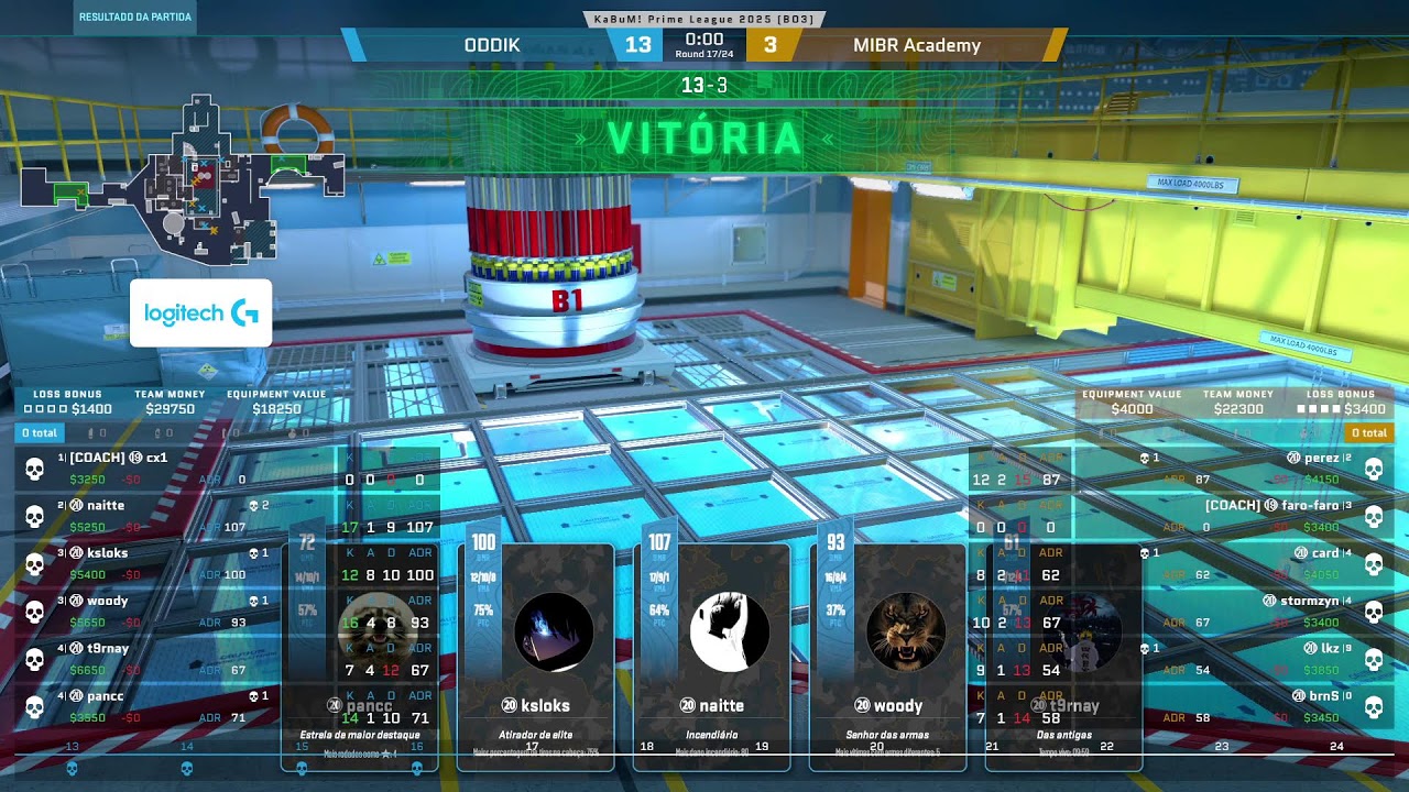 AO VIVO: MIBR AC vs ODDIK | MD3 | KaBuM! Prime League 2025 (PT-BR)