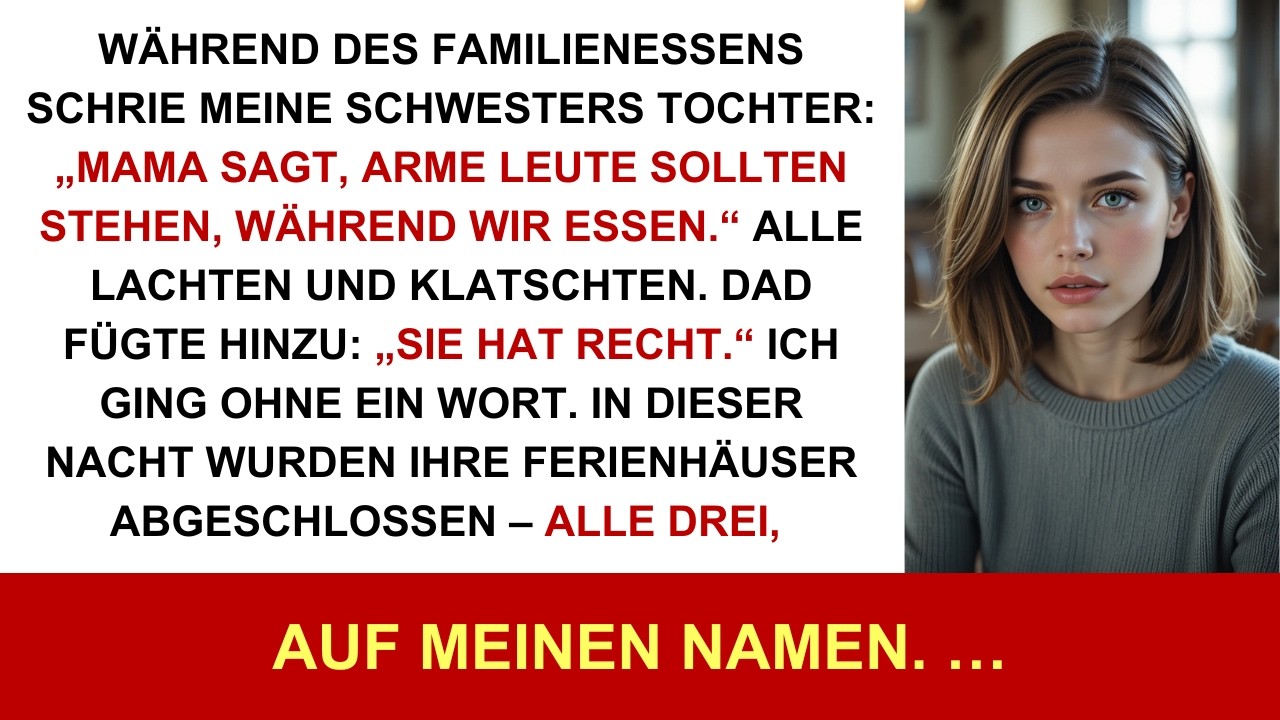 Beim Familienessen rief meine Nichte: „Mama sagt, Arme sollen beim Essen stehen!“