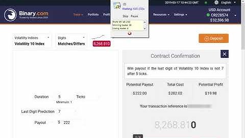 REAL ACCOUNT +$1500 USD Automated Trading Binary.com 17 March 2019