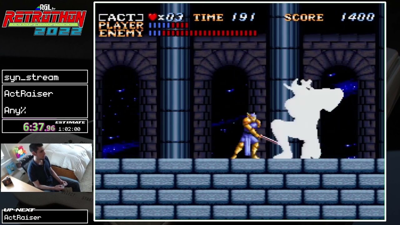 RGLtv Retrothon 2022 - (001) Actraiser (any%) by syn_stream