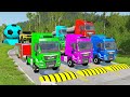 TRANSPORTING PIXAR CARS &amp; FRUITS WITH COLORED &amp; JOHN DEERE vs CLAAS vs TRACTORS - BeamNG.drive #962