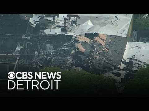 Aerial footage of damage after massive fire at Lochmoor Club in Grosse Pointe Woods