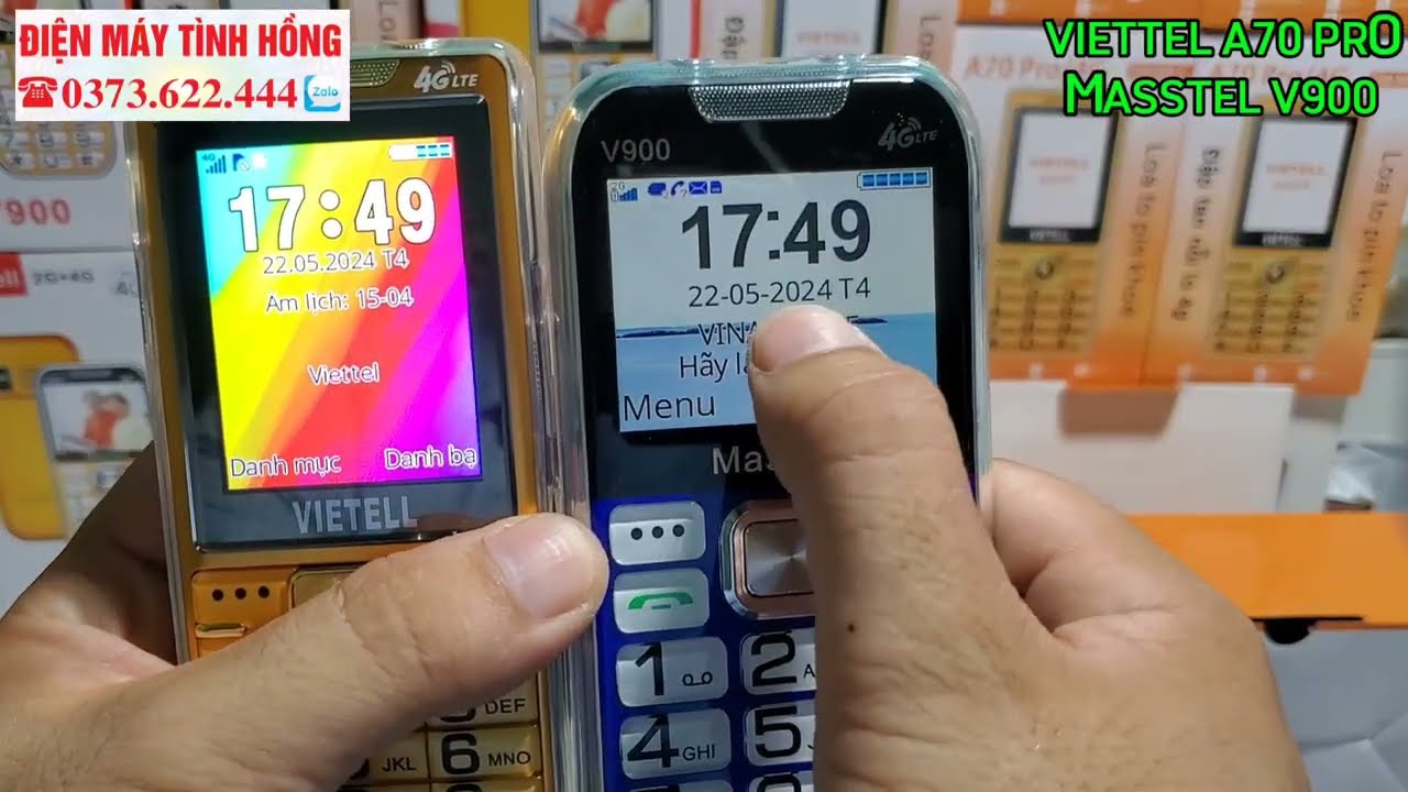 Điện thoại 4G LTE quốc dân A70 Pro và V900 dành cho người già Màn hình lớn - Loa to - Pin 10 ngày