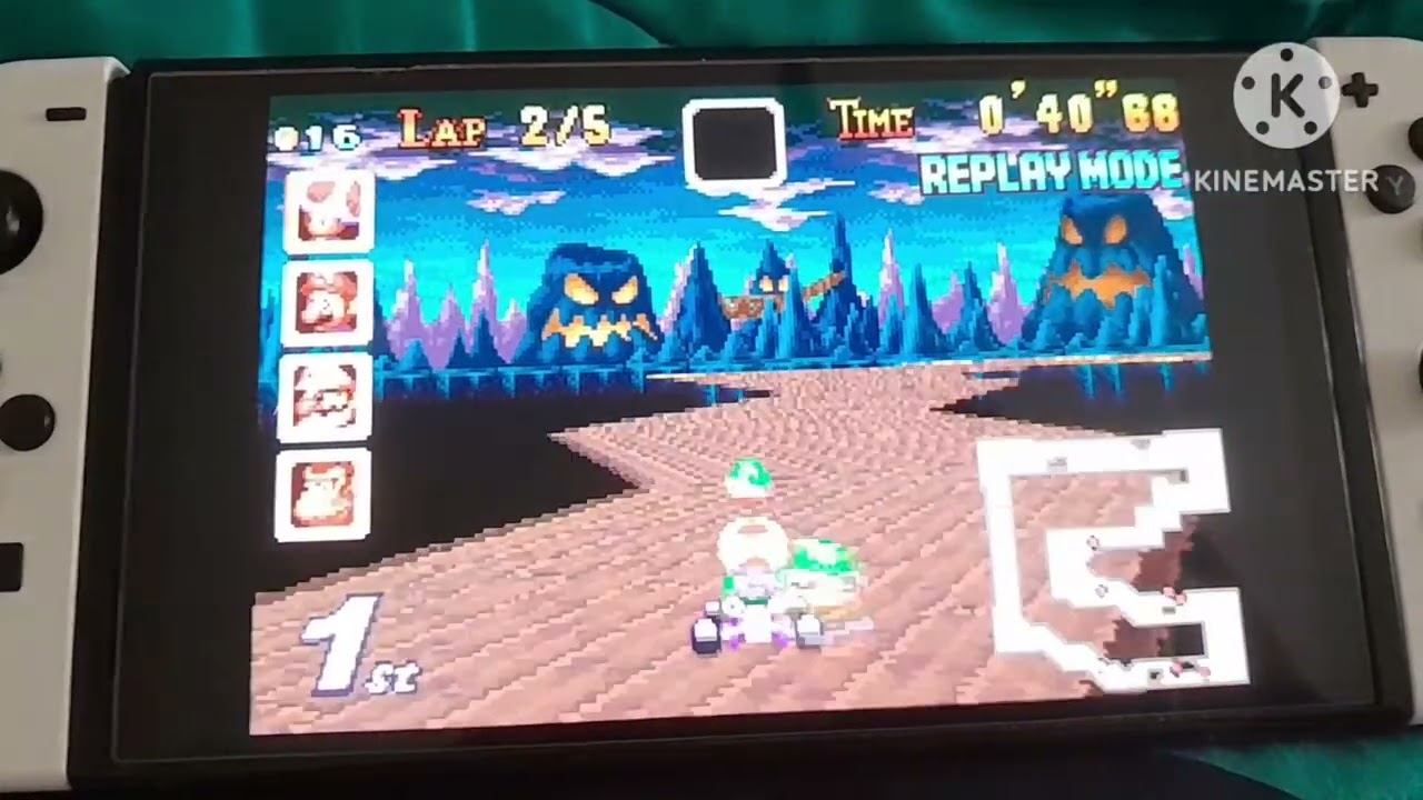 Mario Kart Super Circuit 50cc SNES Ghost Valley 3 Toad Replay Mode