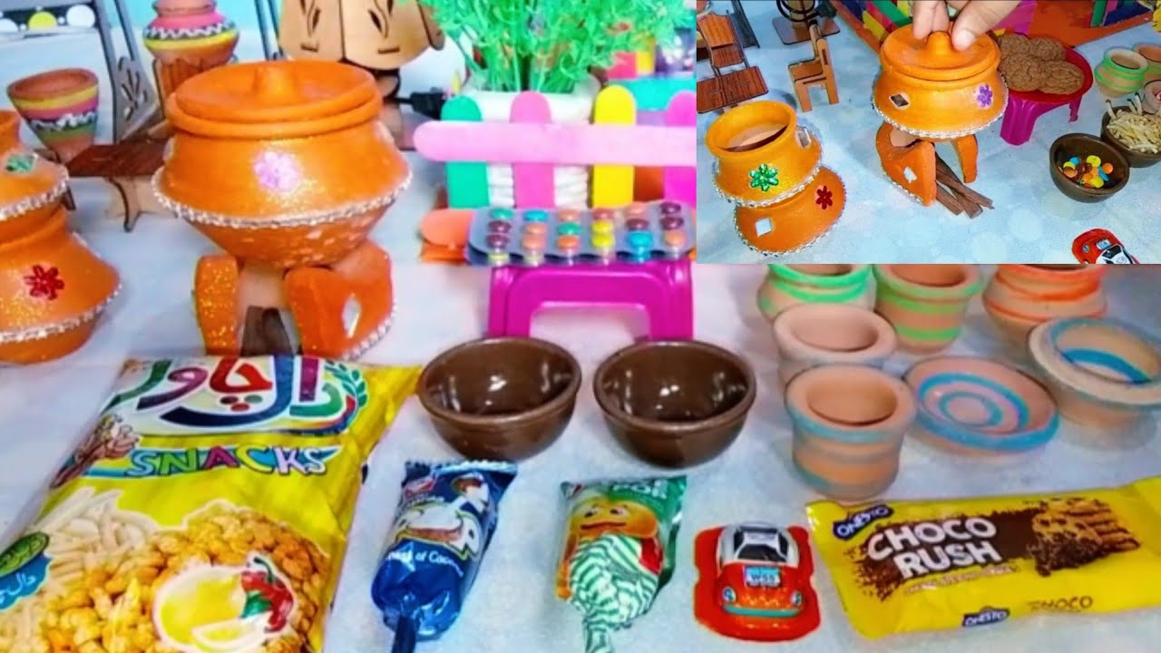 Clay ASMR Unboxing | Desi Childhood Snacks & Tiny Kitchen Setup for Kids& Adults | Tiny Food Heaven 