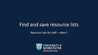 Find and save resource lists