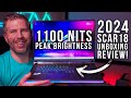 Asus scar 18 2024 unboxing review 10 game benchmarks 1100 nits miniled display i914900hx