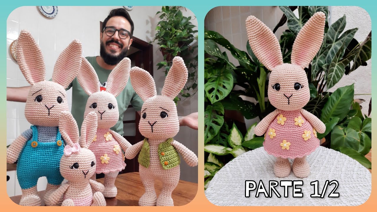 Coelha Amigurumi Passo A Passo - Coleção Família Coelhos Do Ti - Mamãe Coelha ( Parte 1/2 )