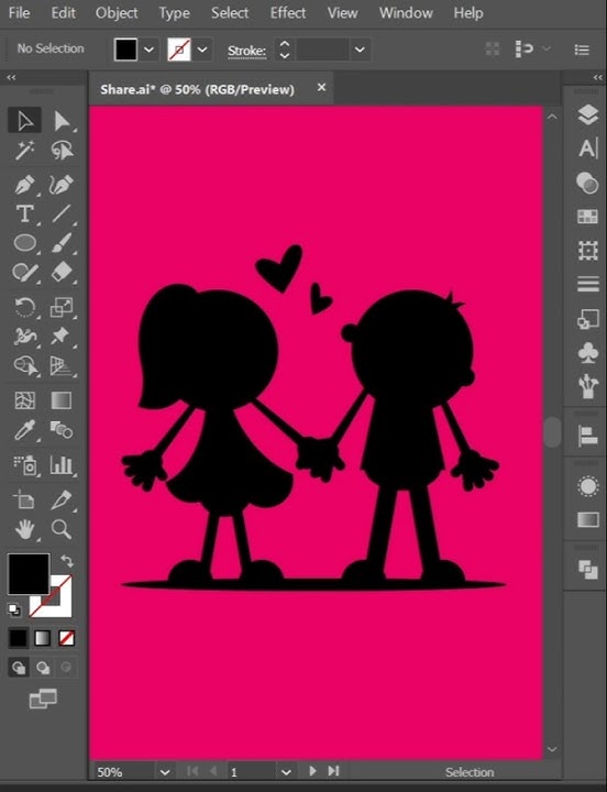 Membuat siluet pasangan lucu di Illustrator. #silhouette #couple #illustrator #speedart