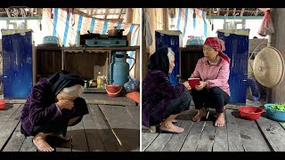 The old lady was sad when her daughter-in-law left. I help comfort the old lady