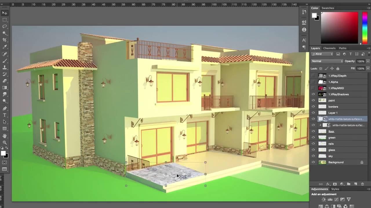 Bậc thầy diễn họa phối cảnh kiến trúc bằng Photoshop - Muhammad Adel -  YouTube