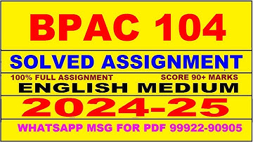 bpac 104 solved assignment 2024-25 | bpac 104 solved assignment in english 2025 | bpac 104 2024-25