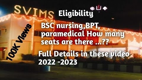 SVIMS Eligibility, Course ,no.of seats @ SVIMS admission notification 2022-2023 SME