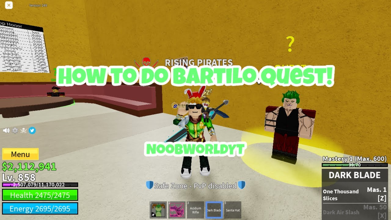 How to do Bartilo Quest (Colosseum Quest) ~ Blox Frutis [Roblox