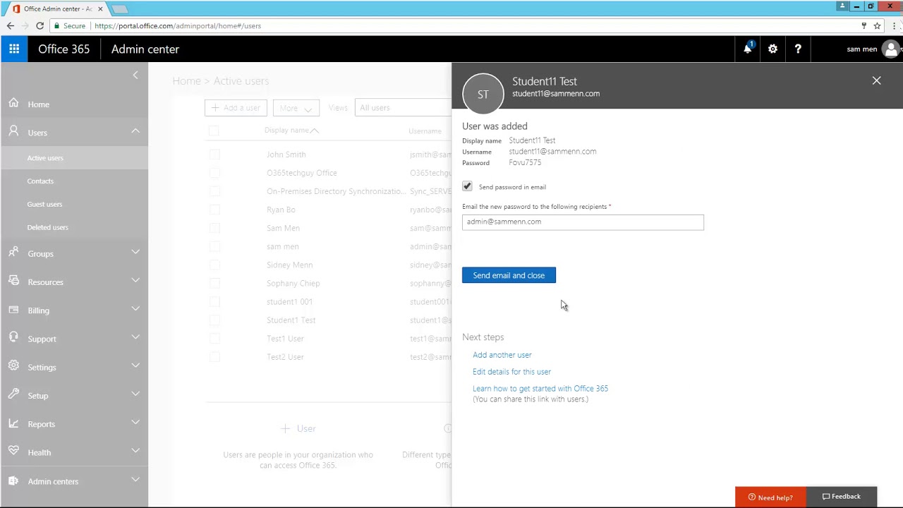 How to create a user account in Office 365 - YouTube