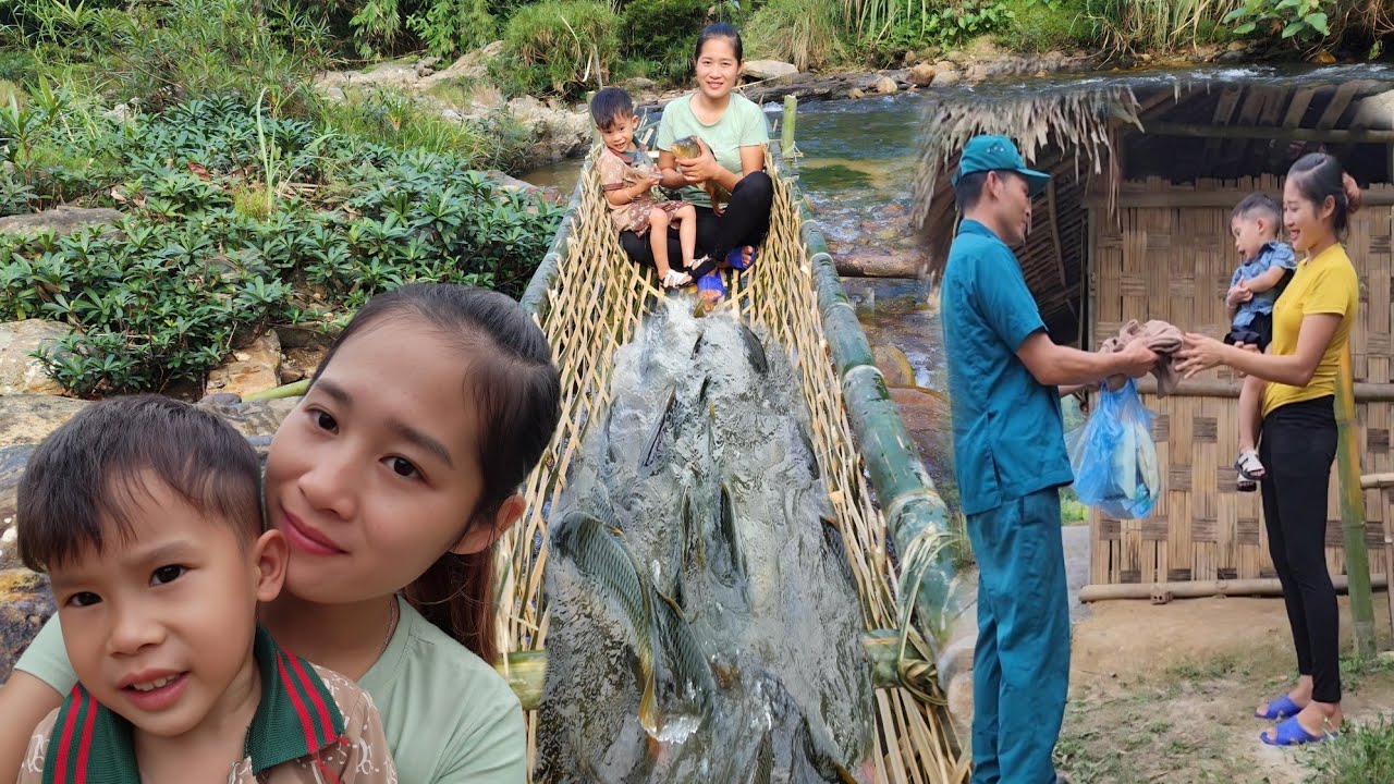 How to catch stream fish with bamboo by a single mother - single mother ...