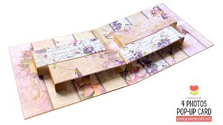 4 Photo pop-up Book card tutorial #diycrafts #photocards #handmadecards #growingcraft #diy