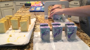 Cutting Lavender Cold Process Soap - Zebra Hanger Swirl