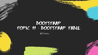 Bootstrap Topic 10  - Bootstrap Table (Taglish)
