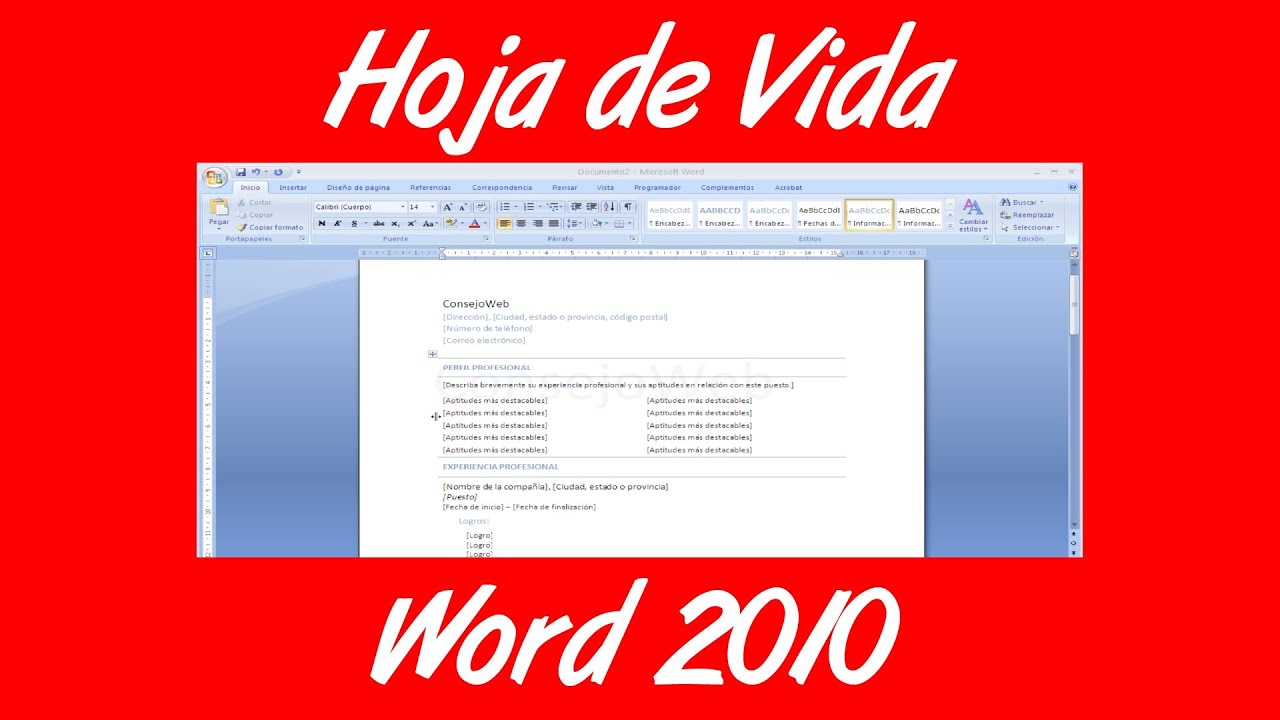 Como hacer una Hoja de Vida en word 2007 2010 YouTube