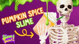 Skeleton Makes Easy DIY Pumpkin Spice Dish Soap Slime | UniLand Kids Halloween