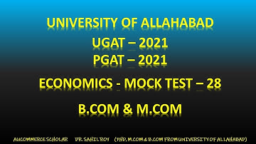 ECONOMICS MCQ PART 28 | UGAT PGAT 2021 |  B.COM - M.COM UNIVERSITY OF ALLAHABAD