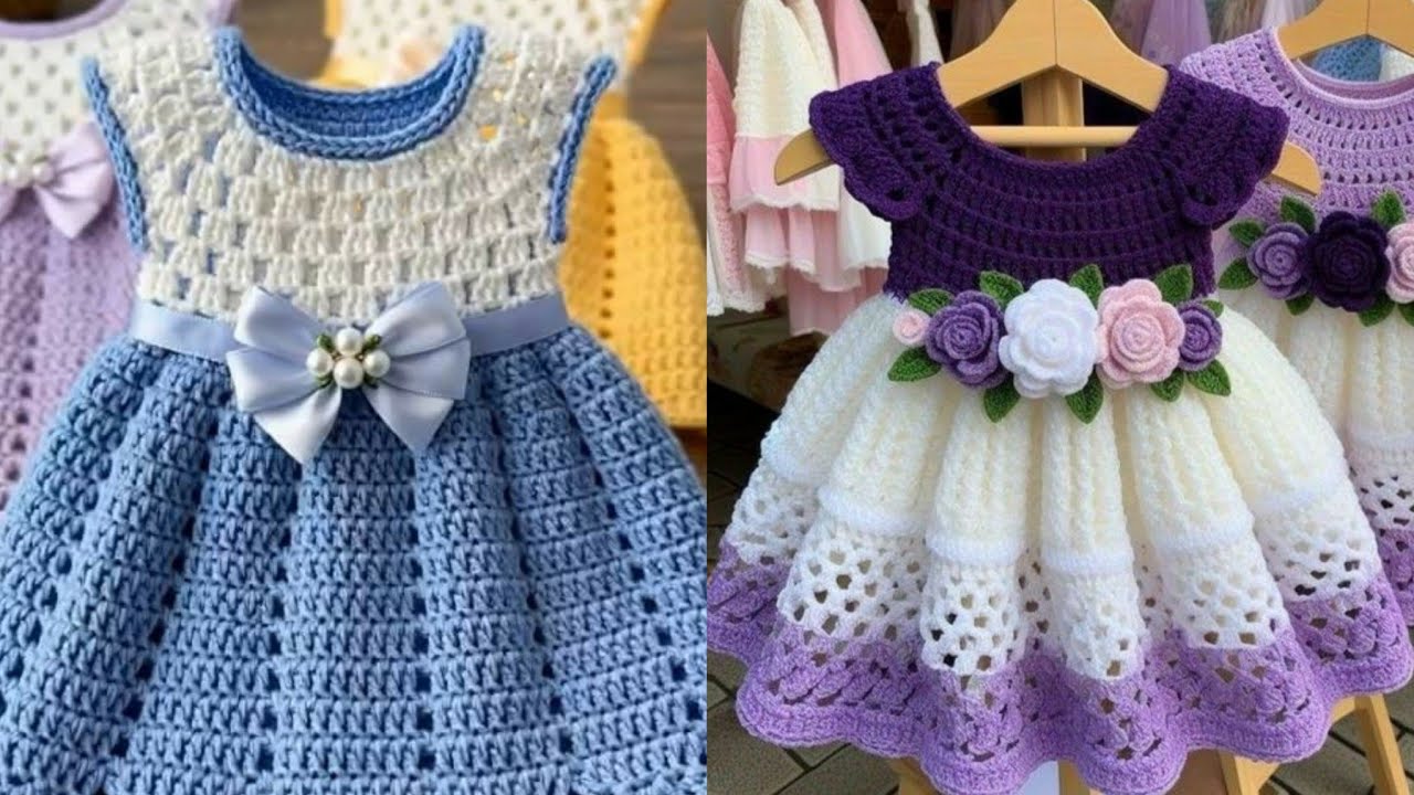 Most Beautiful Crochet & Fabric Baby Girl Frocks Designs//Lovely Baby Girl Frocks Designs 