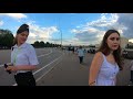 Russia, Walking in Moscow, Park Kultura station, Pushkinskaya embankment, Andreevky bridge 4K.