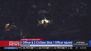Authorities launch flashbang; suspect wanted for shooting 3 people still barricaded inside