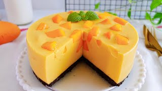 【芒果酸奶慕斯】 免烤免奶油！口感細膩的水果蛋糕（No-bake Mango Mousse Cake）