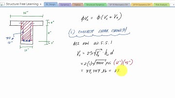 T-beam Shear Design Strength Example - Reinforced Concrete