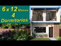 Plano de Casa de 6 x 12 metros | 2 Plantas | Planos de Casas Pequeñas 🏡