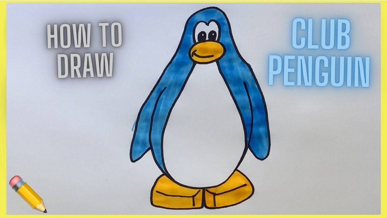 How to Draw Blue Penguin Bambadee from Club Penguin with Easy Steps Leson -  How to Draw Step by Step Drawing Tutorials