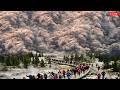 Huge Eruption! Seconds Gripping Yellowstone: Giant Hot Water Jet Pierces Sky! Sends Visitors Running